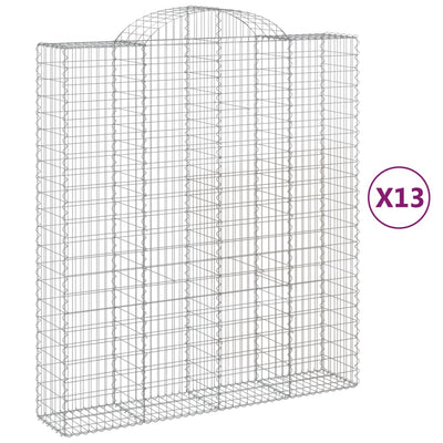 Arched Gabion Baskets 13 pcs 200x50x220/240 cm Galvanised Iron