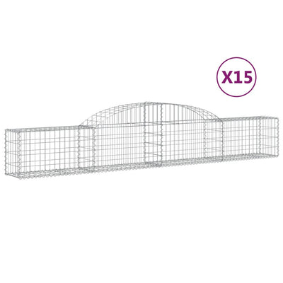 Arched Gabion Baskets 15 pcs 300x30x40/60 cm Galvanised Iron