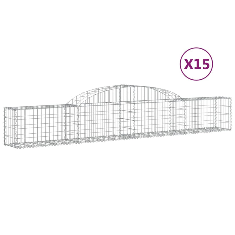 Arched Gabion Baskets 15 pcs 300x30x40/60 cm Galvanised Iron