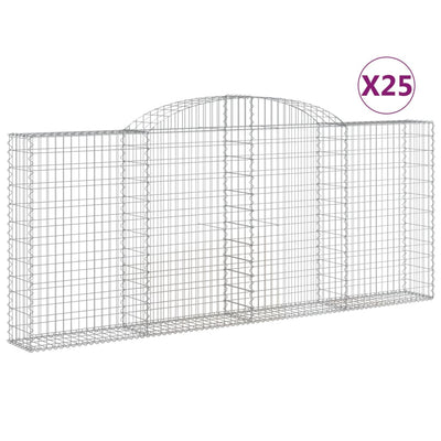 Arched Gabion Baskets 25 pcs 300x30x120/140 cm Galvanised Iron