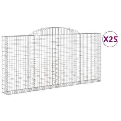 Arched Gabion Baskets 25 pcs 300x30x140/160 cm Galvanised Iron