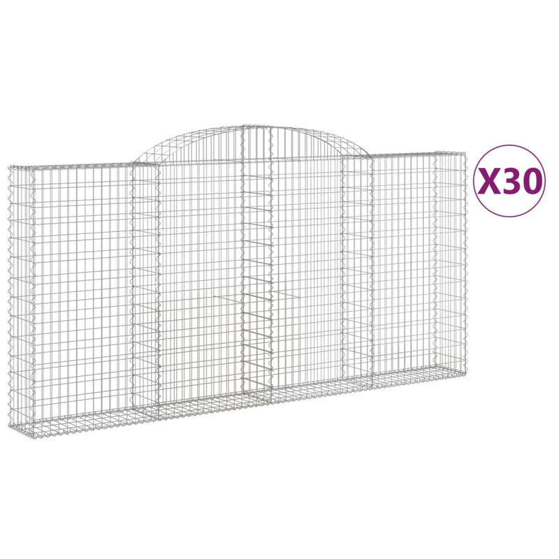 Arched Gabion Baskets 30 pcs 300x30x140/160 cm Galvanised Iron