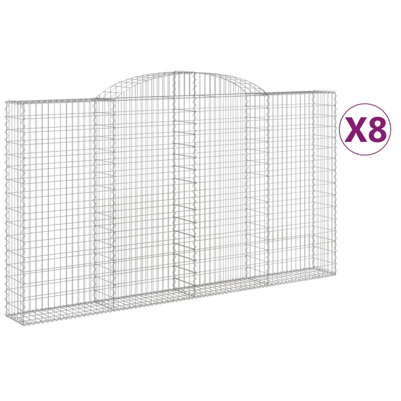 Arched Gabion Baskets 8 pcs 300x30x160/180 cm Galvanised Iron