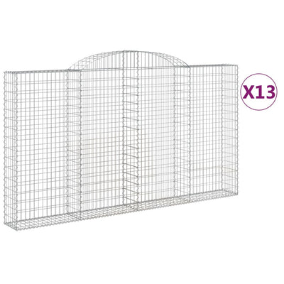 Arched Gabion Baskets 13 pcs 300x30x160/180 cm Galvanised Iron