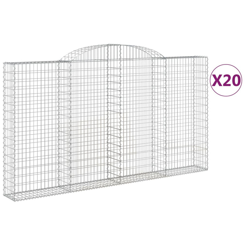 Arched Gabion Baskets 20 pcs 300x30x160/180 cm Galvanised Iron