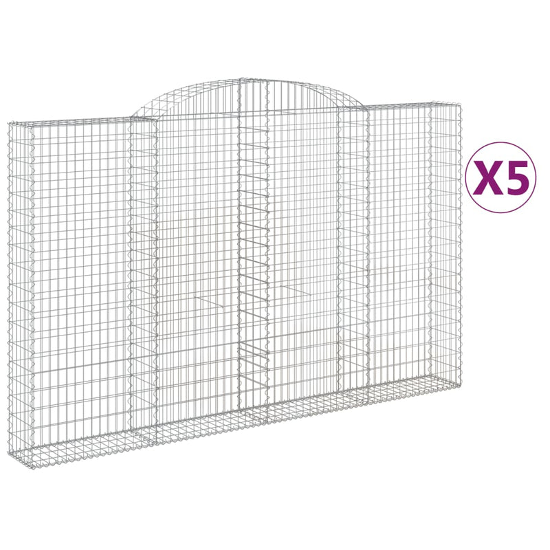 Arched Gabion Baskets 5 pcs 300x30x180/200 cm Galvanised Iron