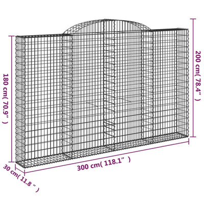 Arched Gabion Baskets 5 pcs 300x30x180/200 cm Galvanised Iron