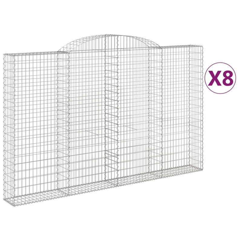 Arched Gabion Baskets 8 pcs 300x30x180/200 cm Galvanised Iron