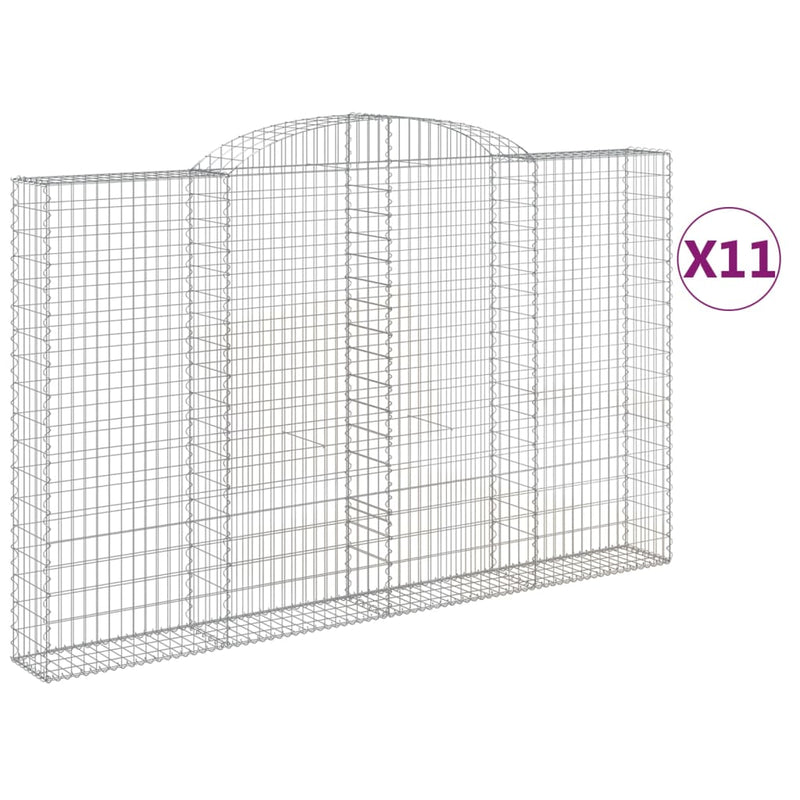 Arched Gabion Baskets 11 pcs 300x30x180/200 cm Galvanised Iron