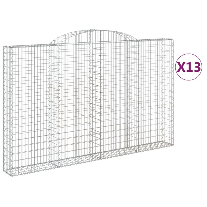 Arched Gabion Baskets 13 pcs 300x30x180/200 cm Galvanised Iron