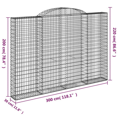 Arched Gabion Baskets 5 pcs 300x30x200/220 cm Galvanised Iron