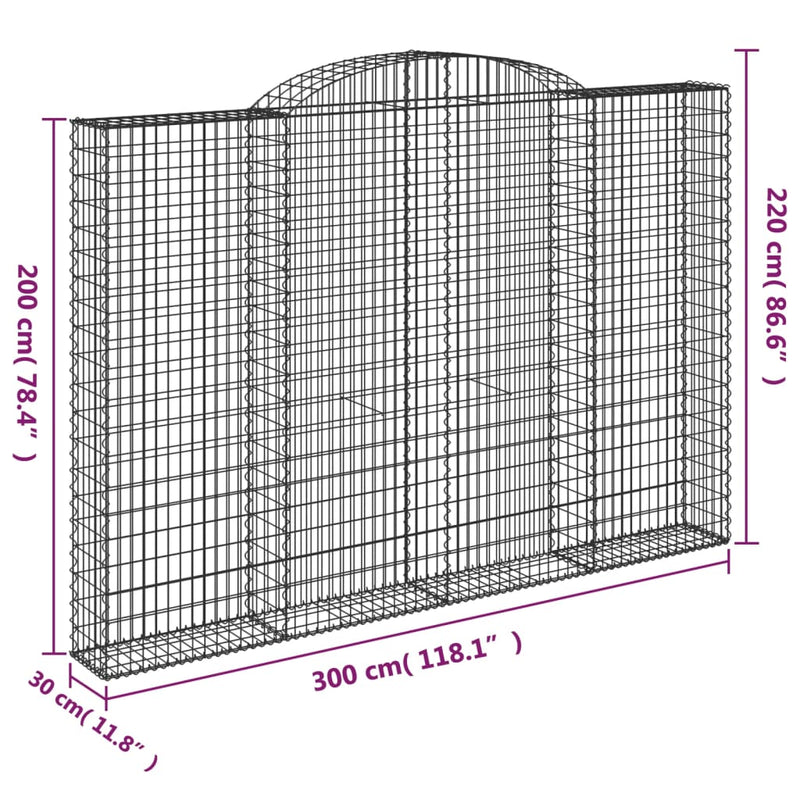 Arched Gabion Baskets 5 pcs 300x30x200/220 cm Galvanised Iron