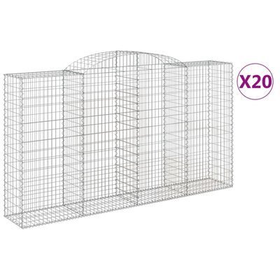 Arched Gabion Baskets 20 pcs 300x50x160/180 cm Galvanised Iron