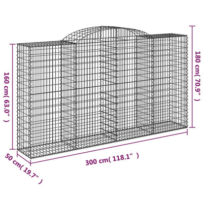 Arched Gabion Baskets 20 pcs 300x50x160/180 cm Galvanised Iron