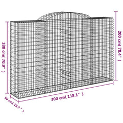 Arched Gabion Baskets Galvanised Iron 6 pcs 300 x 30 x 40/60 cm – 300 x 50 x 220/240 cm 300 x 50 x 180/200 cm