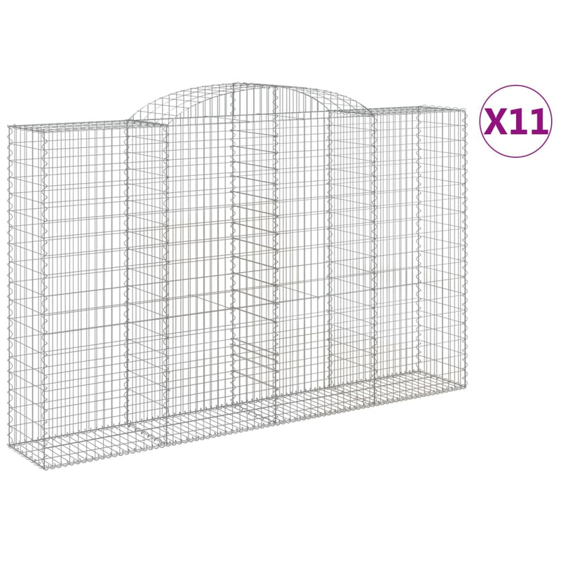 Arched Gabion Baskets 11 pcs 300x50x180/200 cm Galvanised Iron