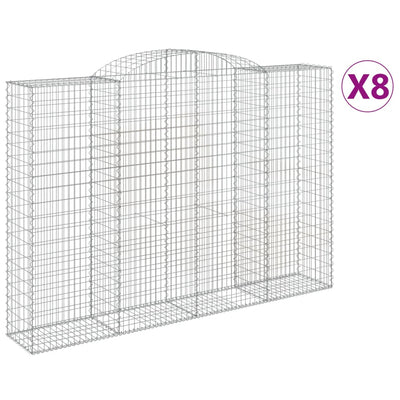 Arched Gabion Baskets 8 pcs 300x50x200/220 cm Galvanised Iron