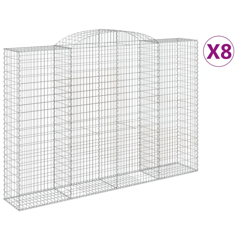 Arched Gabion Baskets 8 pcs 300x50x200/220 cm Galvanised Iron