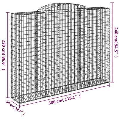 Arched Gabion Baskets 10 pcs 300x50x220/240 cm Galvanised Iron