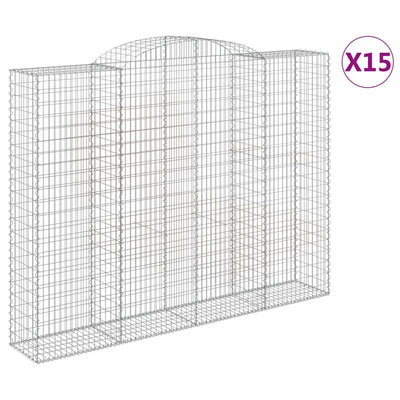 Arched Gabion Baskets 15 pcs 300x50x220/240 cm Galvanised Iron