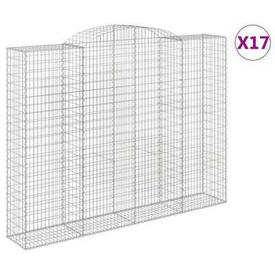 Arched Gabion Baskets 17 pcs 300x50x220/240 cm Galvanised Iron