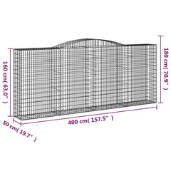 Arched Gabion Baskets Galvanised Iron 15 pcs 400 x 30 x 40/60 cm – 400 x 50 x 220/240 cm 400 x 50 x 160/180 cm