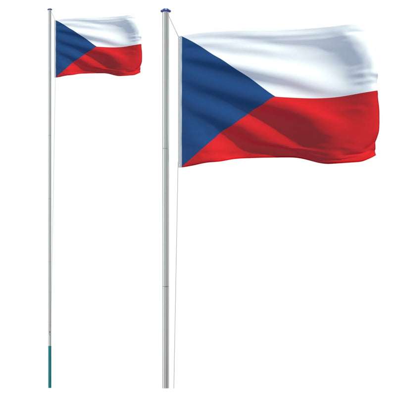 Czech Flag and Pole 6.23 m Aluminium