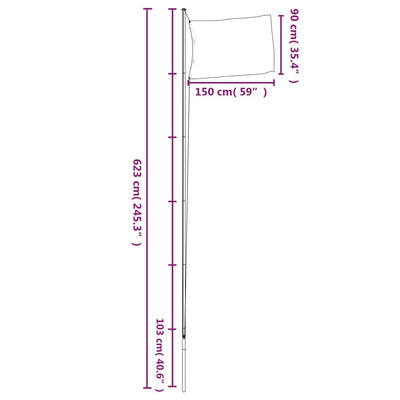 Czech Flag and Pole 6.23 m Aluminium