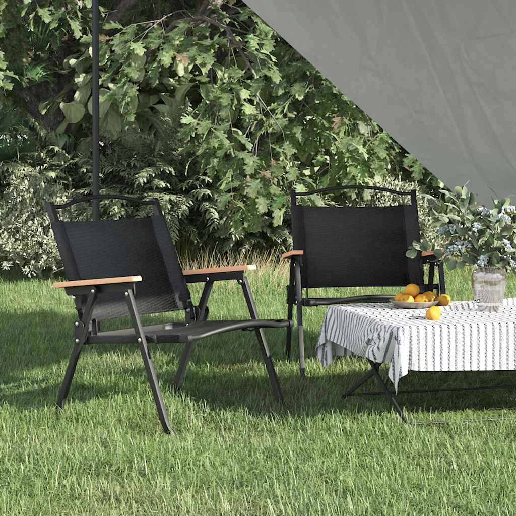 Camping Chairs 2 pcs Oxford Fabric Black 59 cm 43 cm