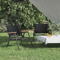 Camping Chairs 2 pcs Oxford Fabric Black 59 cm 43 cm