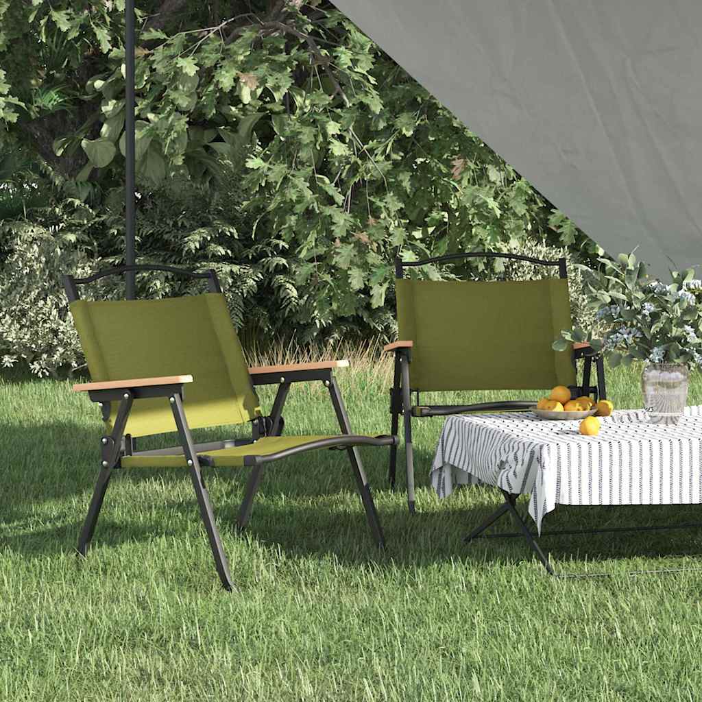 Camping Chairs 2 pcs Oxford Fabric Green 59 cm 43 cm