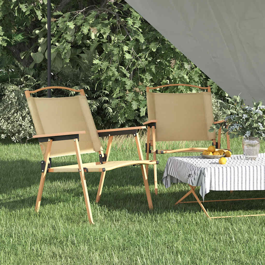 Camping Chairs 2 pcs Oxford Fabric Beige 78 cm 55 cm