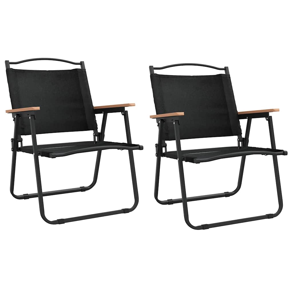 vidaXL Camping Chairs 2 pcs Black 54x55x78 cm Oxford Fabric 2