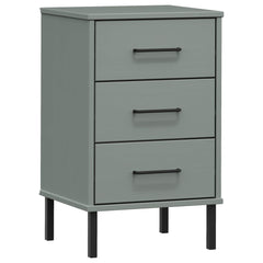 Bedside Cabinet with Metal Legs Solid Wood Pine "OSLO Grey