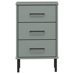 Bedside Cabinet with Metal Legs Solid Wood Pine "OSLO Grey