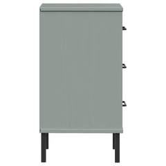 Bedside Cabinet with Metal Legs Solid Wood Pine "OSLO Grey