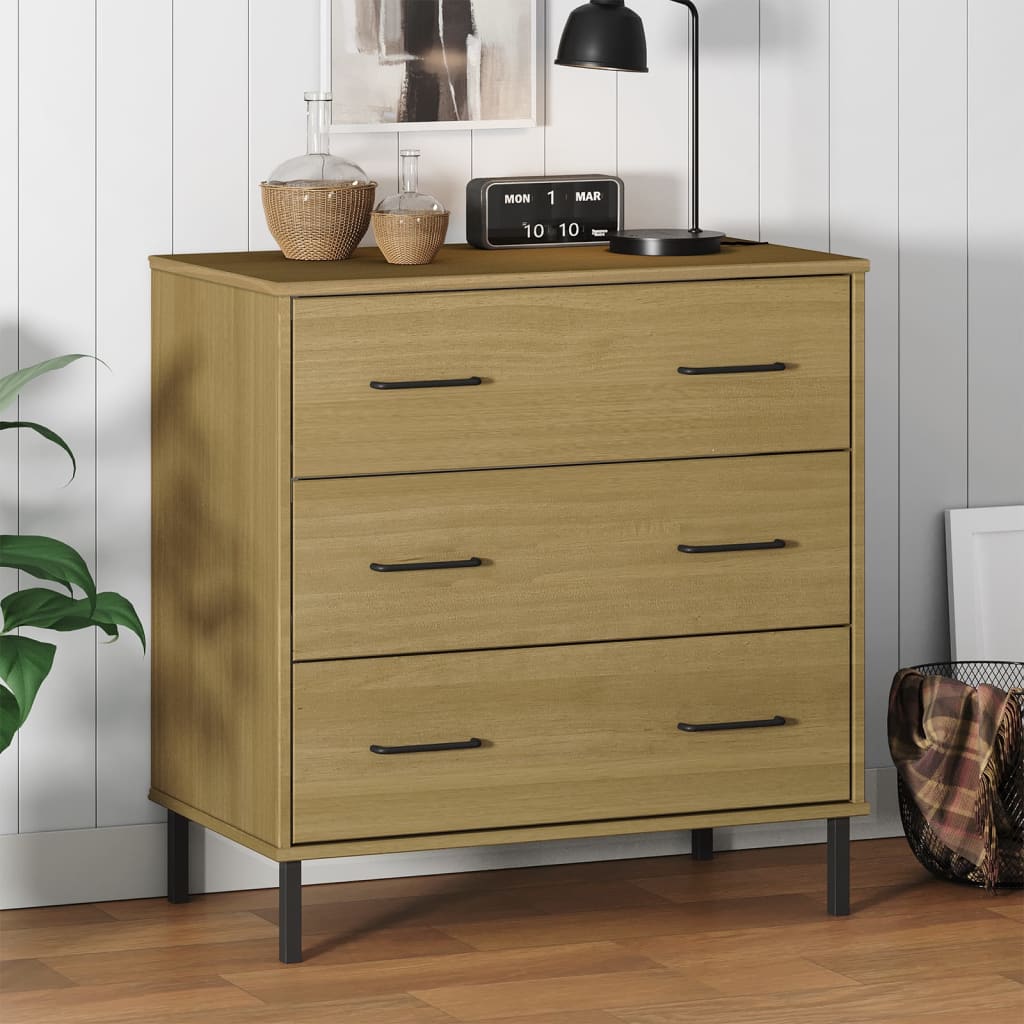 Sideboard with 3 Drawers 77x40x79,5 cm Solid Wood "OSLO Brown