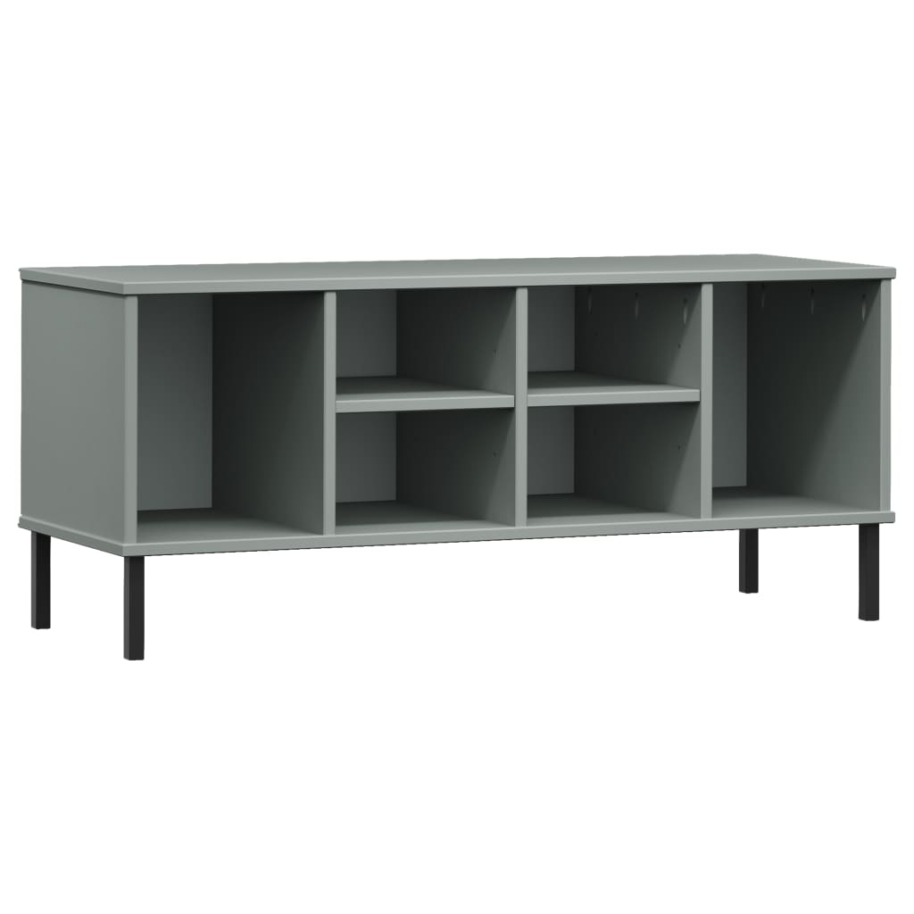 vidaXL Shoe Rack with Metal Legs Grey 106x35x45 cm Solid Wood OSLO 2