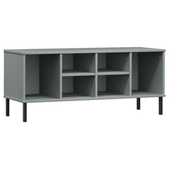 vidaXL Shoe Rack with Metal Legs Grey 106x35x45 cm Solid Wood OSLO 2