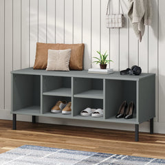 vidaXL Shoe Rack with Metal Legs Grey 106x35x45 cm Solid Wood OSLO 1