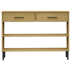 vidaXL Console Cabinet with Metal Legs Brown Solid Wood Pine OSLO 4