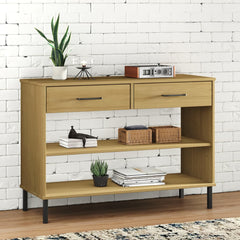 vidaXL Console Cabinet with Metal Legs Brown Solid Wood Pine OSLO 1
