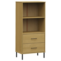 vidaXL Bookcase with 2 Drawers Brown 60x35x128,5 cm Solid Wood "OSLO 2