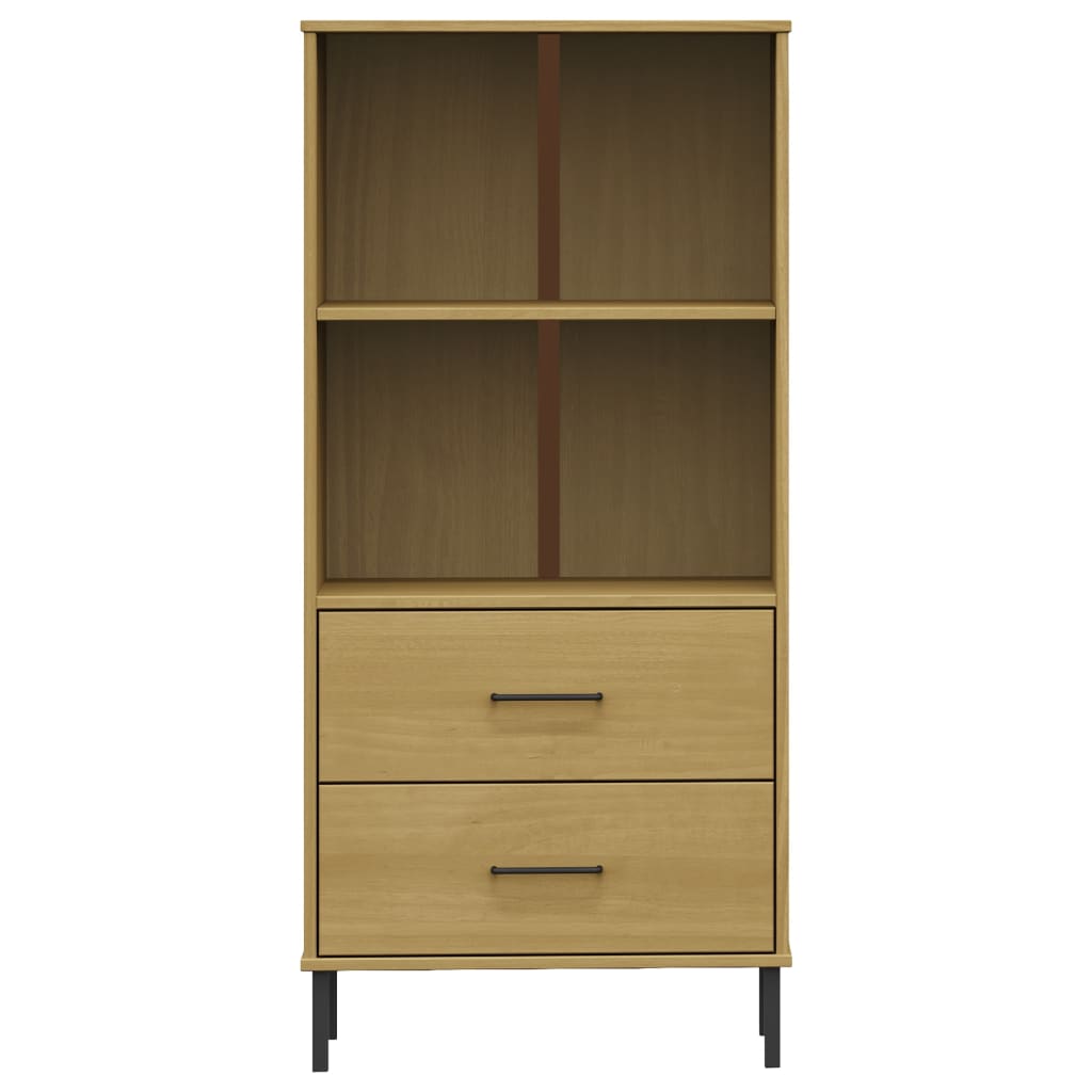 vidaXL Bookcase with 2 Drawers Brown 60x35x128,5 cm Solid Wood "OSLO 3