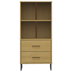 vidaXL Bookcase with 2 Drawers Brown 60x35x128,5 cm Solid Wood "OSLO 3