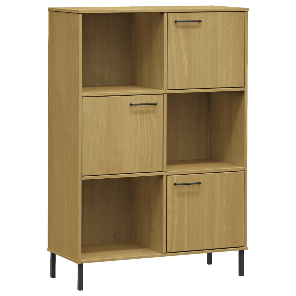 Bookcase with Metal Legs 90x35x128,5 cm Solid Wood "OSLO Brown