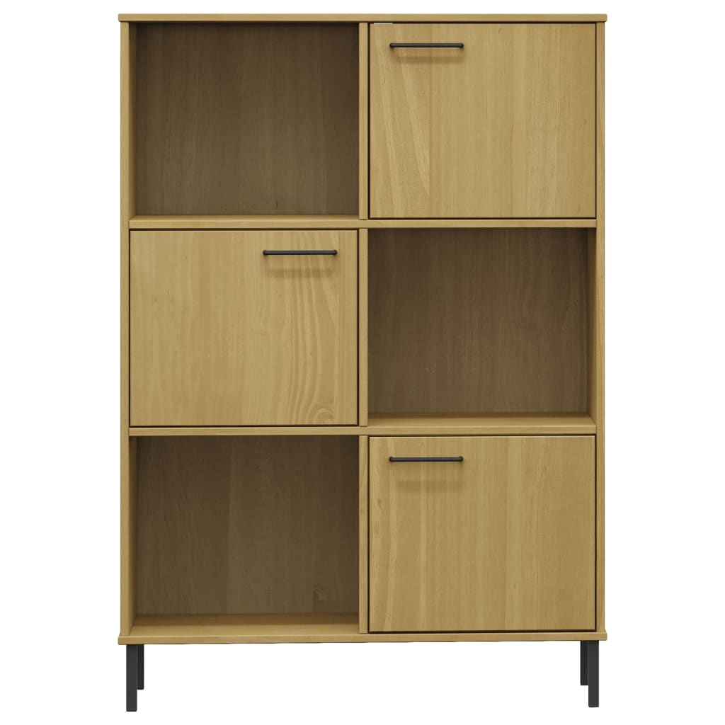Bookcase with Metal Legs 90x35x128,5 cm Solid Wood "OSLO Brown