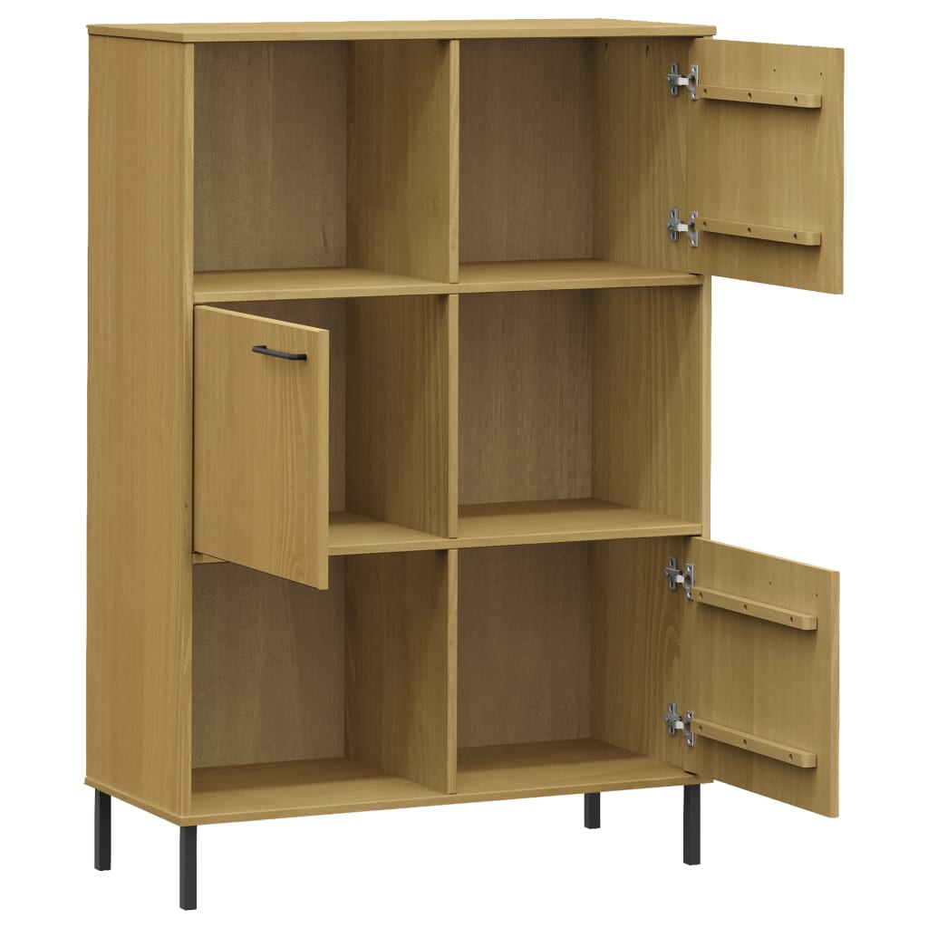 Bookcase with Metal Legs 90x35x128,5 cm Solid Wood "OSLO Brown