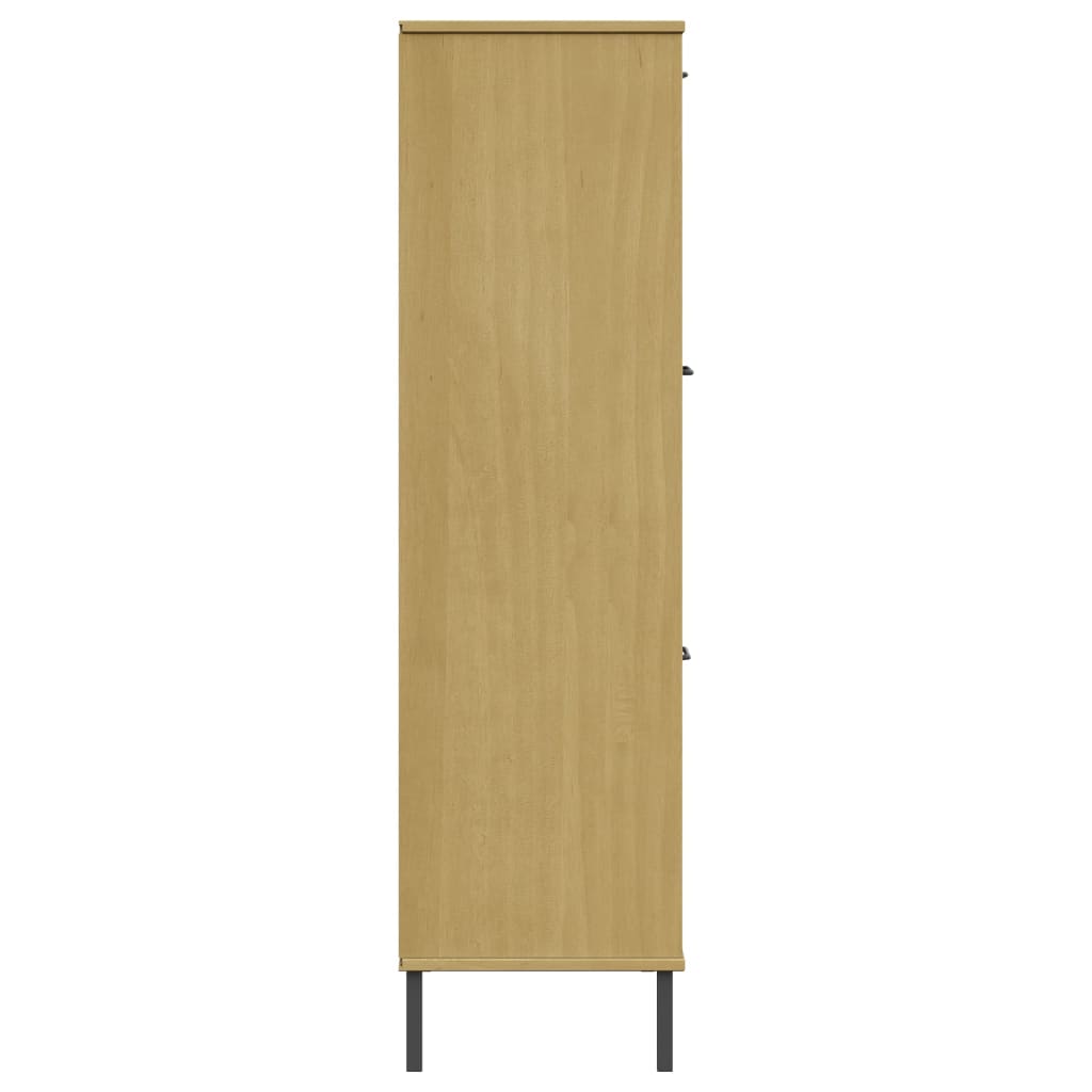 Bookcase with Metal Legs 90x35x128,5 cm Solid Wood "OSLO Brown