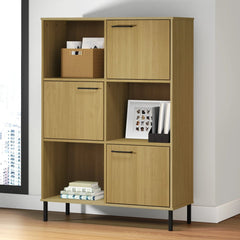 Bookcase with Metal Legs 90x35x128,5 cm Solid Wood "OSLO Brown